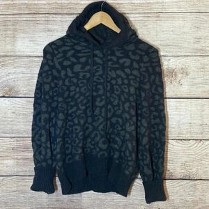 Express | Women’s Animal Print Soft Fuzzy Pullover Hooded Sweater Size Medium